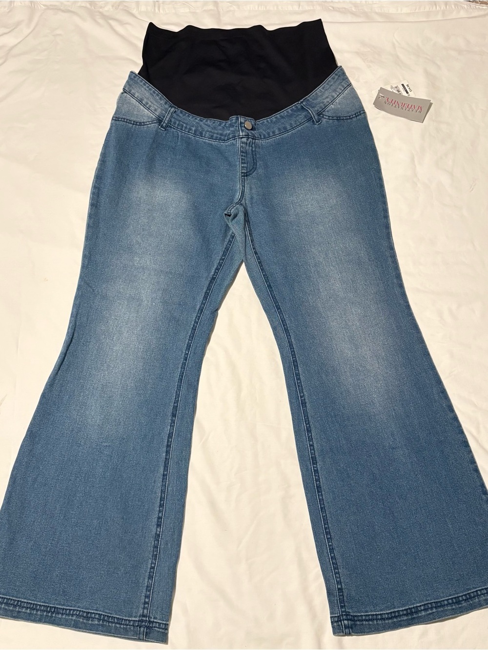 Destination Maternity Light Blue Flare Jeans with Belly Panel